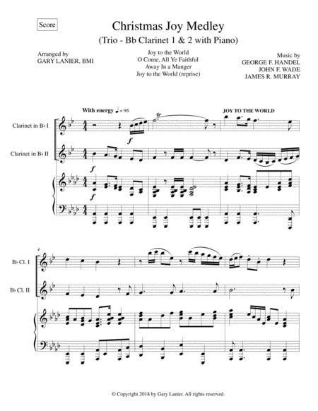 CHRISTMAS JOY MEDLEY (Trio - Bb Clarinet & Cello With Piano)